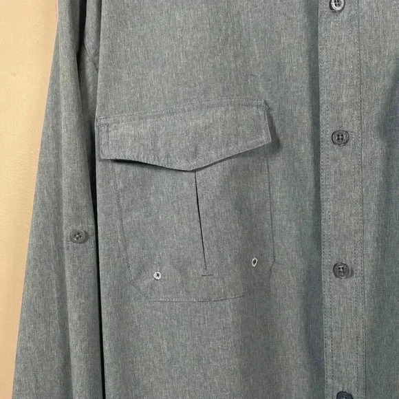 AFTCO SKYLARK LONG SLEEVE TECH SHIRT, AIR FORCE BLUE HEATHER, SIZE XL FISHING - Picture 6 of 10